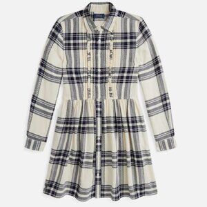 Polo Ralph Lauren navy/cream plaid long sleeve dress, size 12